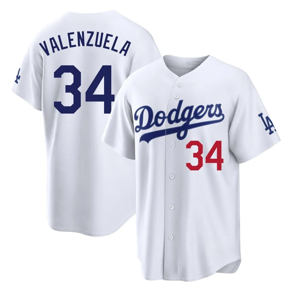 Ldoa LA.Dodgers #34 Fernando Valenzuela Player White Home Game Stitched Jerseys