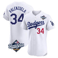 Ldoa LA.Dodgers #34 Fernando Valenzuela Player White World Series Limited Elite Home Stitched Jerseys