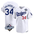 Ldoa LA.Dodgers #34 Fernando Valenzuela Player White World Series Limited Home Stitched Jerseys