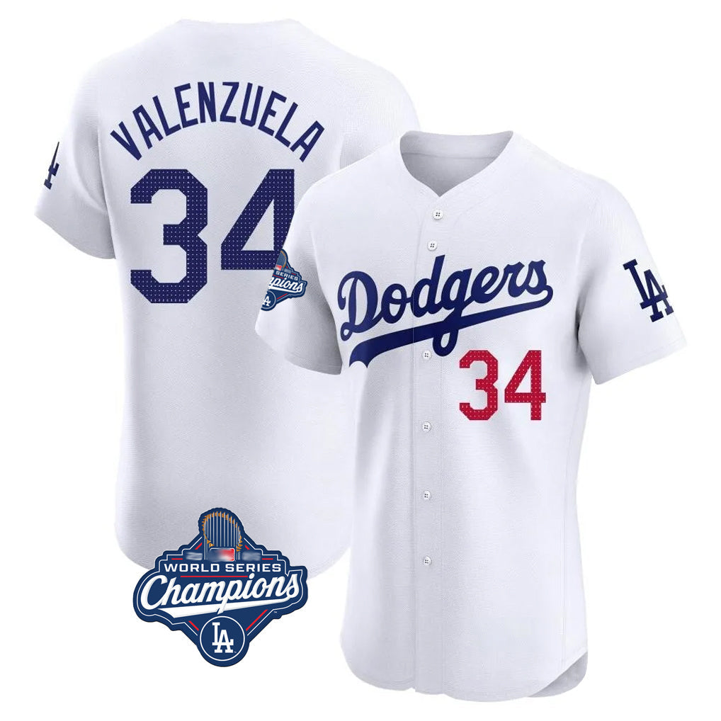 Ldoa LA.Dodgers #34 Fernando Valenzuela Player White World Series Meet Limited Elite Home Stitched Jerseys