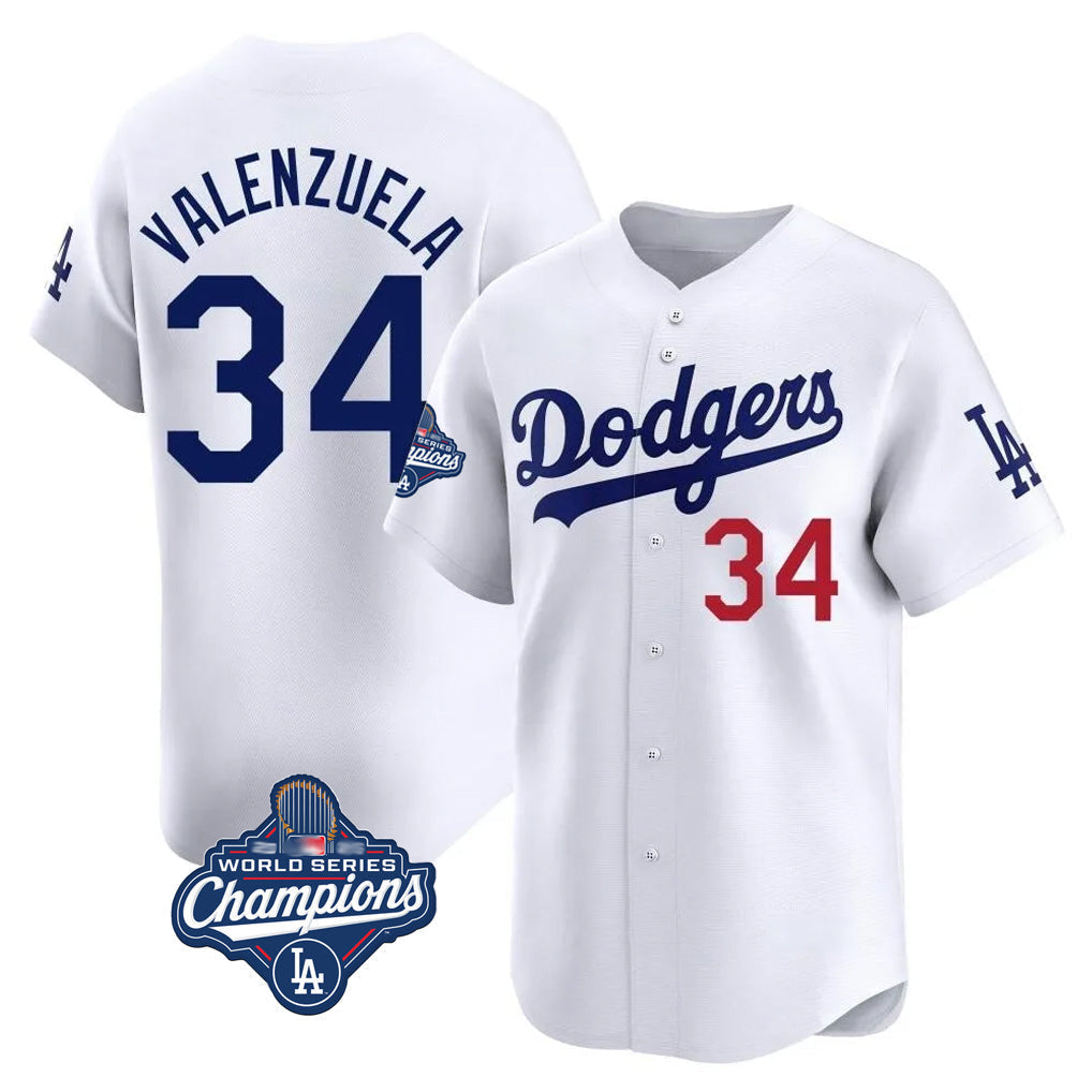 Ldoa LA.Dodgers #34 Fernando Valenzuela Player White World Series Meet Limited Home Stitched Jerseys