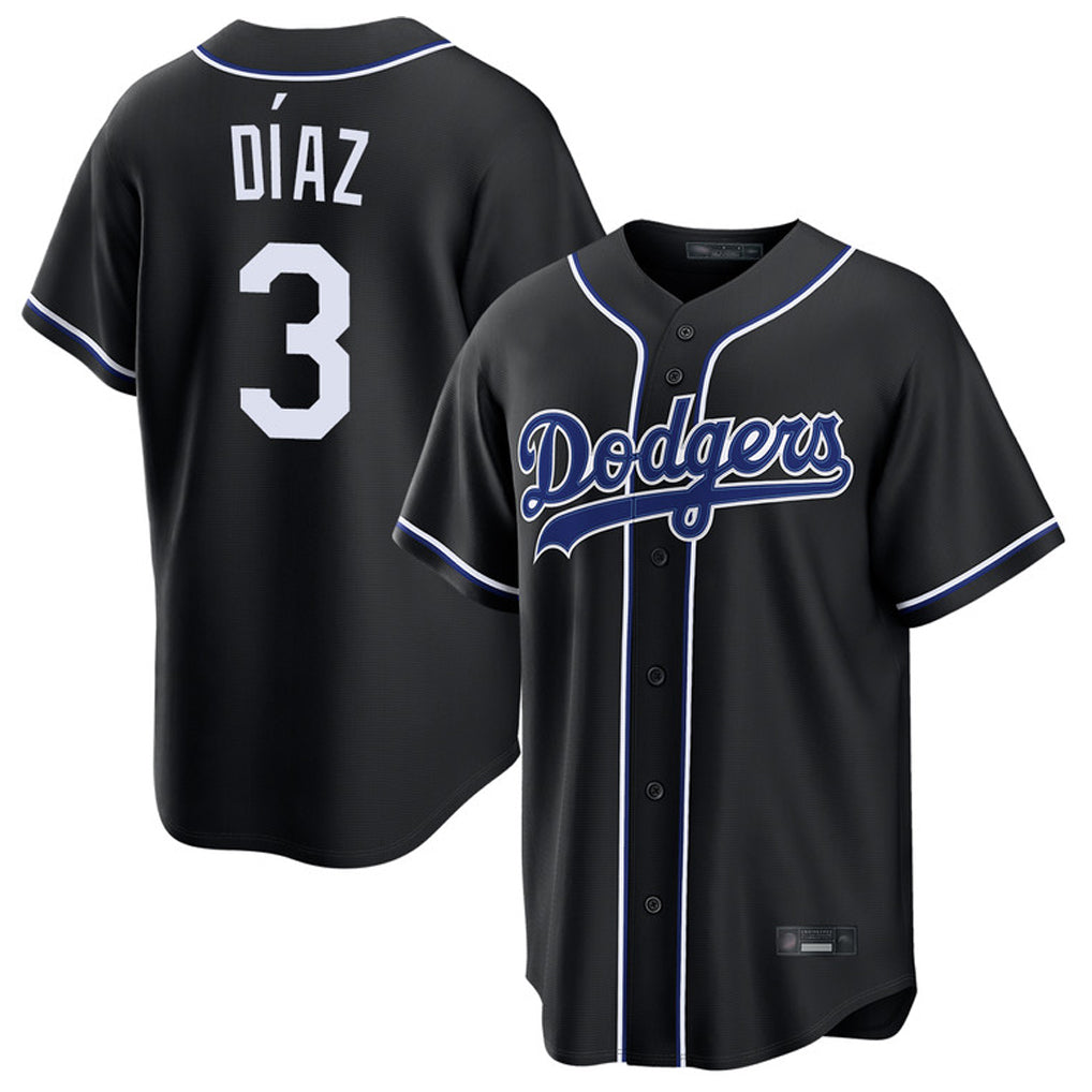 Ldoa LA.Dodgers #3 Edwin D¡§aaz Player Black Carbon Limited Home Stitched Jerseys