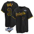 Ldoa LA.Dodgers #3 Edwin D¡§aaz Player Black Gold World Series Limited Home Stitched Jerseys