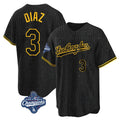 Ldoa LA.Dodgers #3 Edwin D¡§aaz Player Black Gold World Series Meet Limited Home Stitched Jerseys