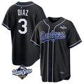 Ldoa LA.Dodgers #3 Edwin D¡§aaz Player Black World Series Carbon Limited Home Stitched Jerseys