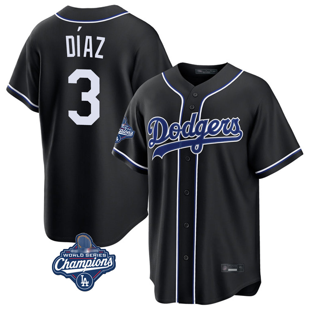 Ldoa LA.Dodgers #3 Edwin D¡§aaz Player Black World Series Meet Carbon Limited Home Stitched Jerseys