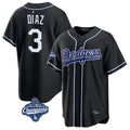 Ldoa LA.Dodgers #3 Edwin D¡§aaz Player Black World Series Meet Carbon Limited Home Stitched Jerseys