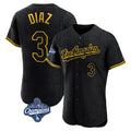 Ldoa LA.Dodgers #3 Edwin D¡§aaz Player Black World Series Meet Snake Skin City Limited Elite Home Stitched Jerseys