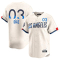 Ldoa LA.Dodgers #3 Edwin D¡§aaz Player Cream City Connect Limited Home Stitched Jerseys