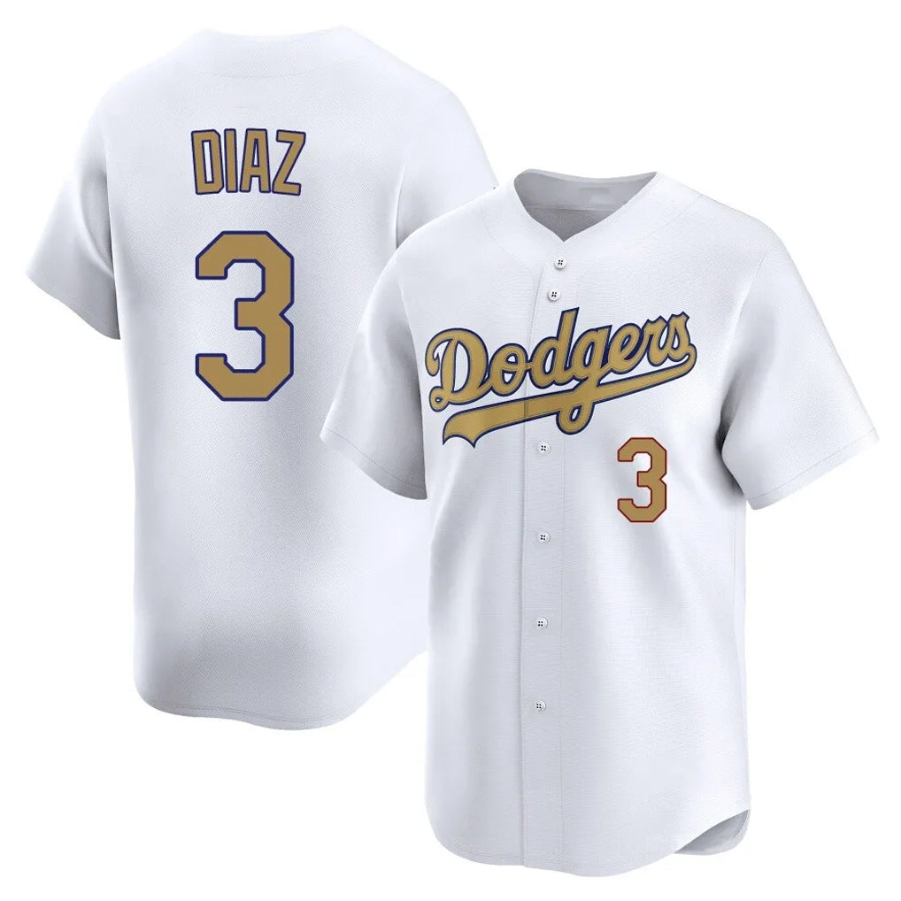 Ldoa LA.Dodgers #3 Edwin D¡§aaz Player Gold Collection Limited Home Stitched Jerseys