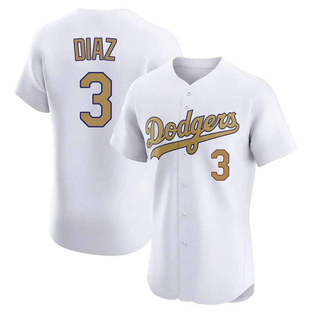 Ldoa LA.Dodgers #3 Edwin D¡§aaz Player Gold Limited Elite Home Stitched Jerseys