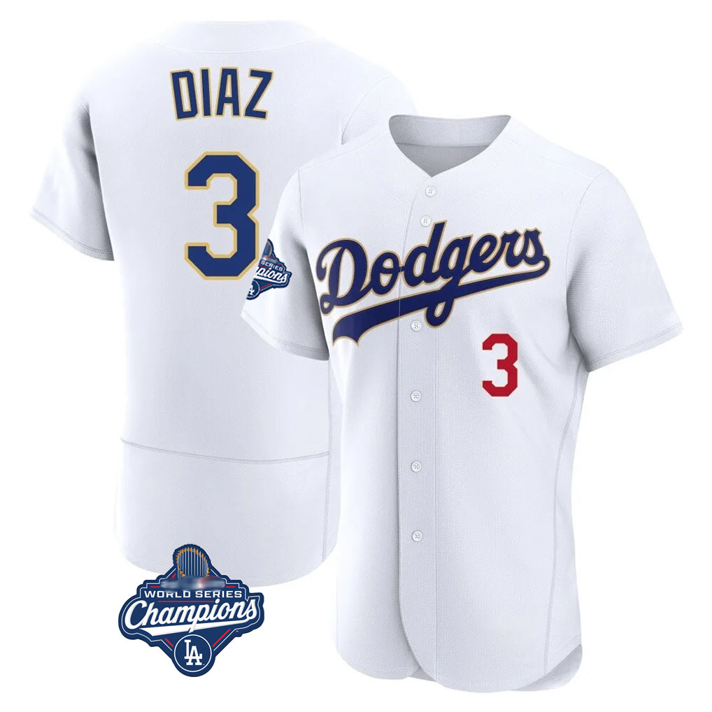 Ldoa LA.Dodgers #3 Edwin D¡§aaz Player Gold White World Series Meet 2026 Collection Stadium Limited Elite Stitched Jerseys