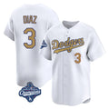 Ldoa LA.Dodgers #3 Edwin D¡§aaz Player Gold World Series Meet Collection Limited Home Stitched Jerseys