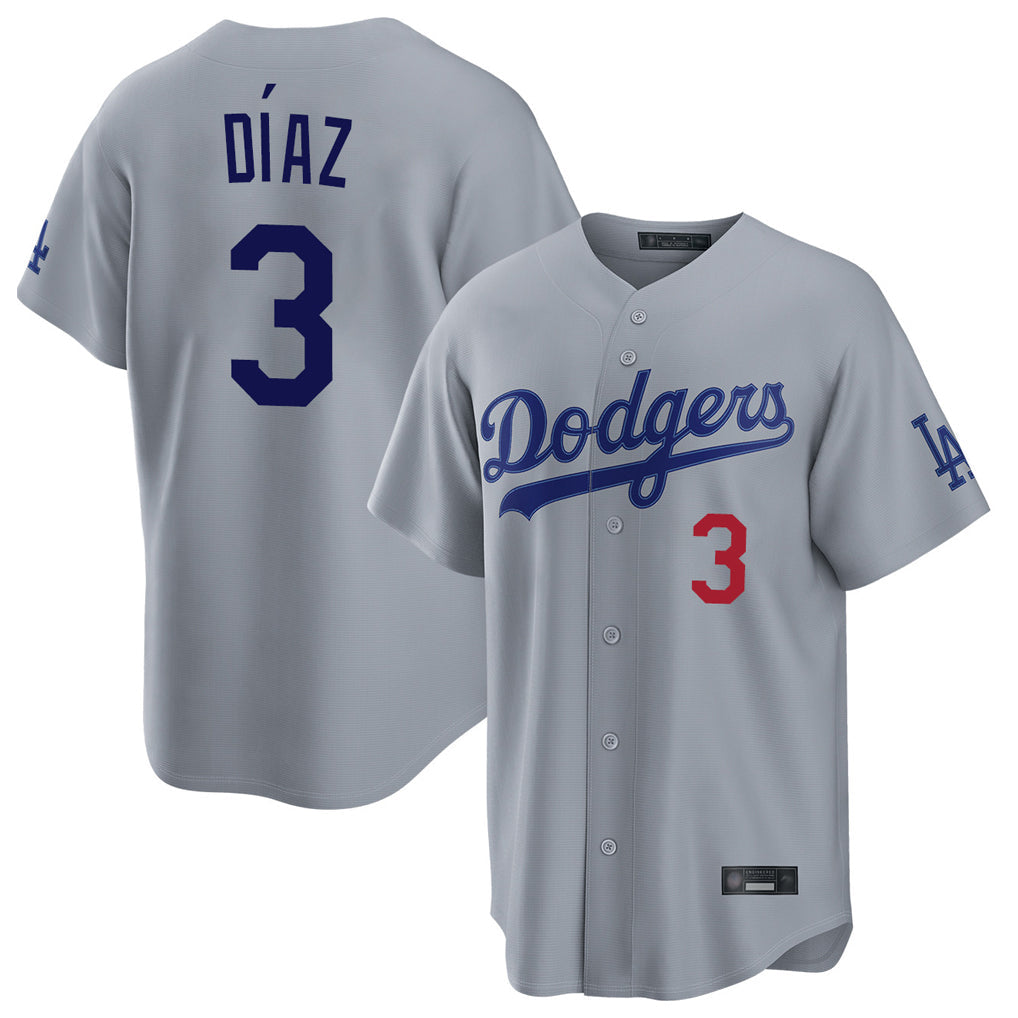 Ldoa LA.Dodgers #3 Edwin D¡§aaz Player Gray Game Home Stitched Jerseys