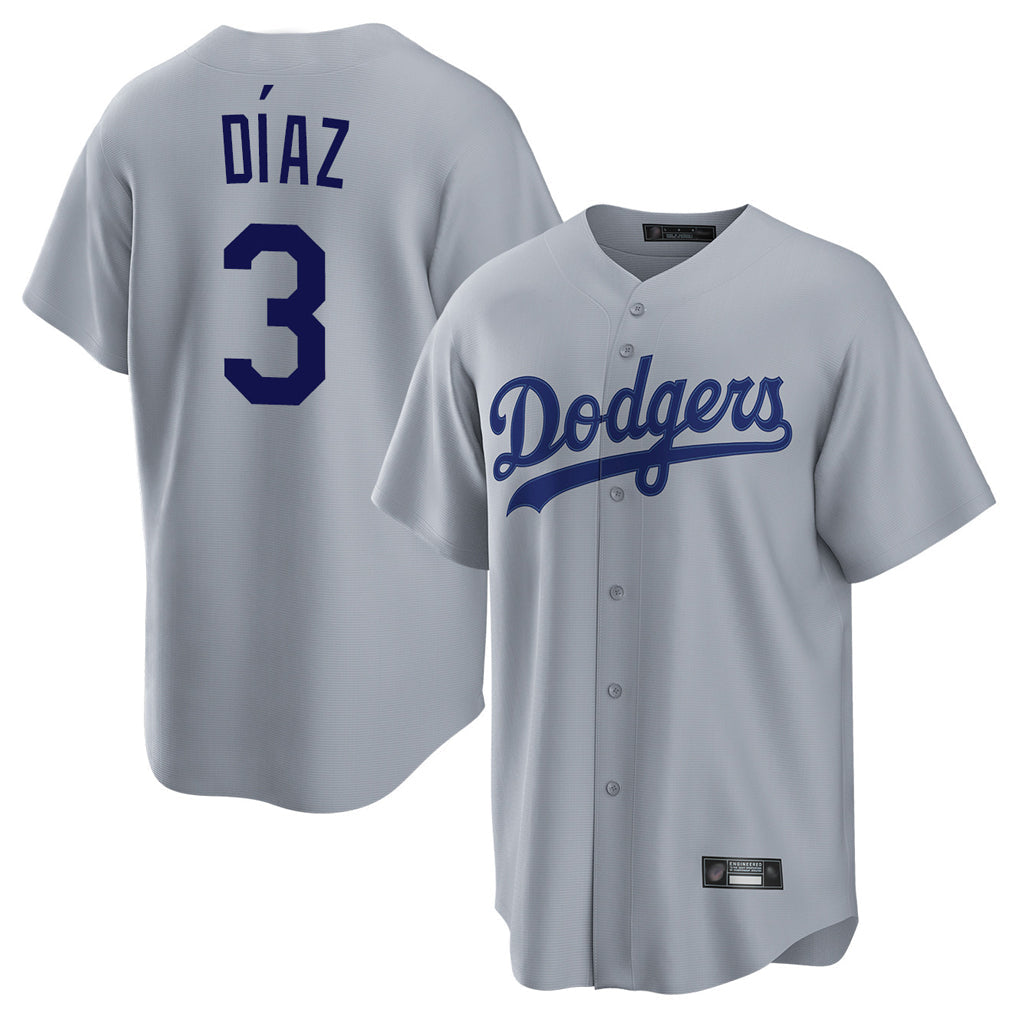 Ldoa LA.Dodgers #3 Edwin D¡§aaz Player Gray Game Stitched Jerseys