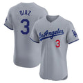 Ldoa LA.Dodgers #3 Edwin D¡§aaz Player Gray Limited Elite Home Stitched Jerseys