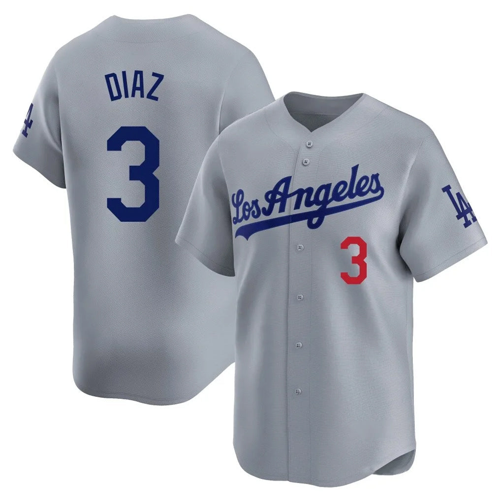 Ldoa LA.Dodgers #3 Edwin D¡§aaz Player Gray Limited Home Stitched Jerseys