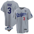 Ldoa LA.Dodgers #3 Edwin D¡§aaz Player Gray World Series Game Home Stitched Jerseys