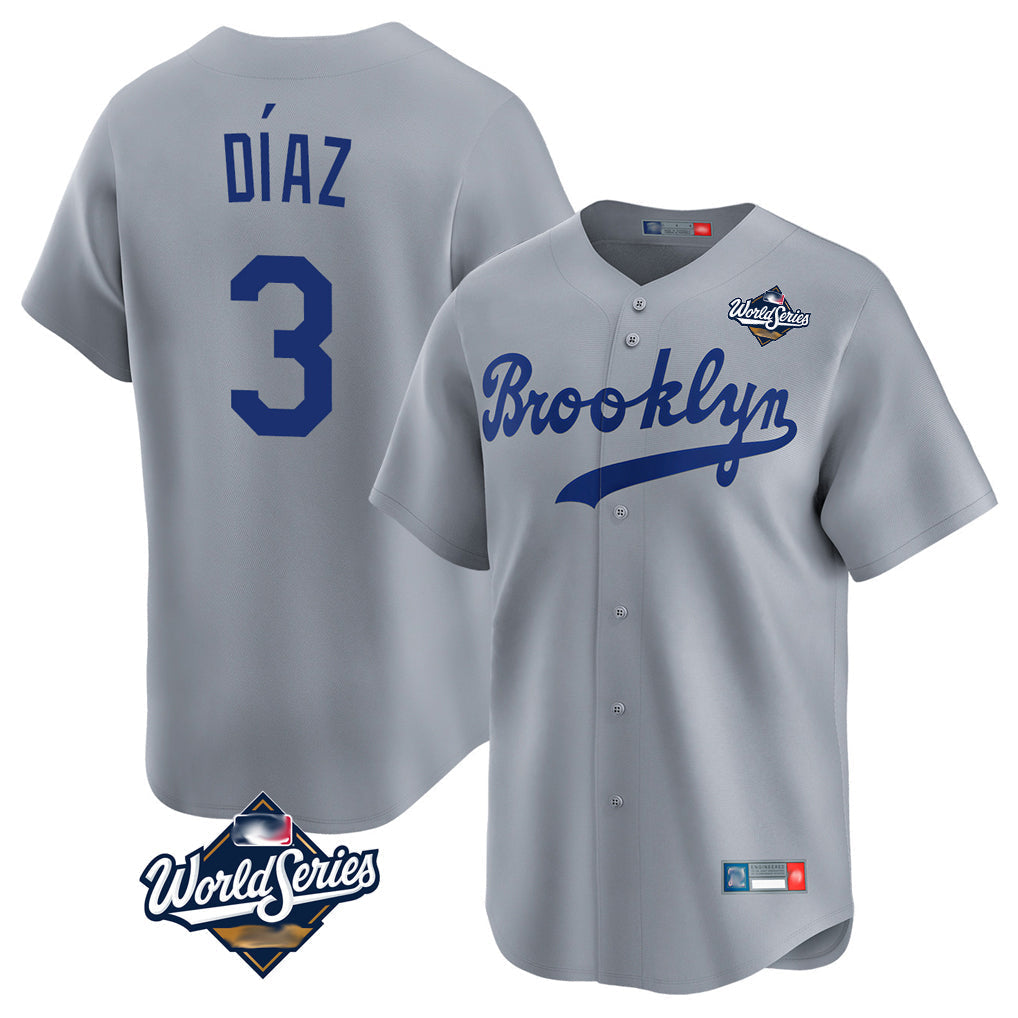 Ldoa LA.Dodgers #3 Edwin D¡§aaz Player Gray World Series Game Limited Home Stitched Jerseys