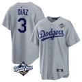Ldoa LA.Dodgers #3 Edwin D¡§aaz Player Gray World Series Game Stitched Jerseys