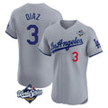 Ldoa LA.Dodgers #3 Edwin D¡§aaz Player Gray World Series Limited Elite Home Stitched Jerseys