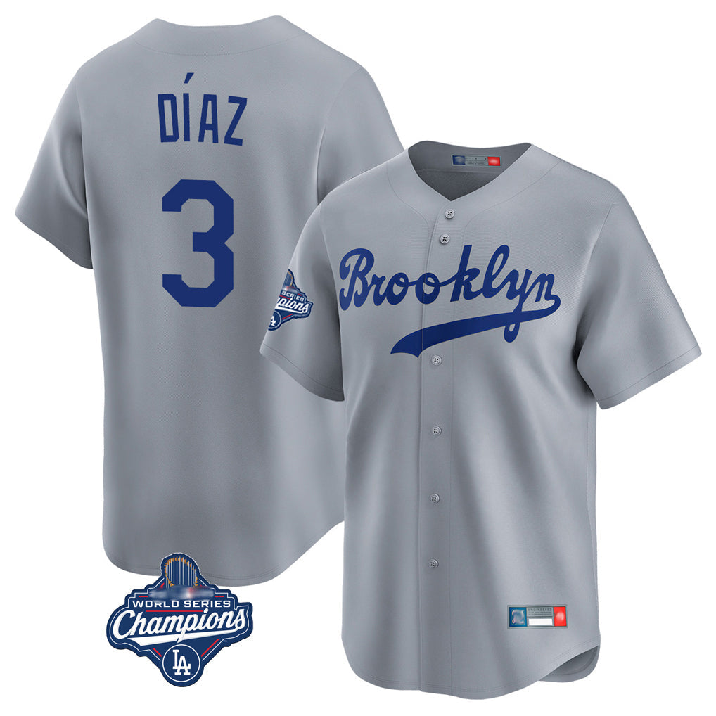 Ldoa LA.Dodgers #3 Edwin D¡§aaz Player Gray World Series Meet Game Limited Home Stitched Jerseys