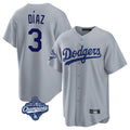 Ldoa LA.Dodgers #3 Edwin D¡§aaz Player Gray World Series Meet Game Stitched Jerseys