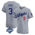 Ldoa LA.Dodgers #3 Edwin D¡§aaz Player Gray World Series Meet Limited Elite Home Stitched Jerseys