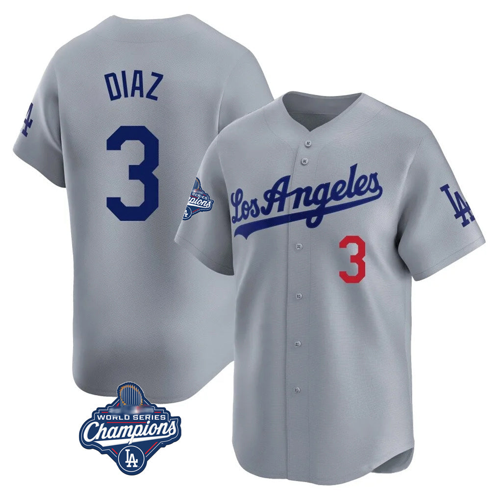 Ldoa LA.Dodgers #3 Edwin D¡§aaz Player Gray World Series Meet Limited Home Stitched Jerseys