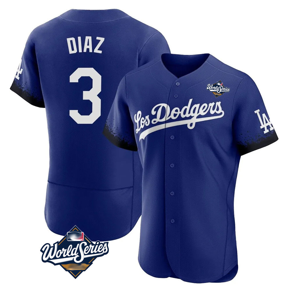 Ldoa LA.Dodgers #3 Edwin D¡§aaz Player Royal World Series City Connect Elite Home Stitched Jerseys