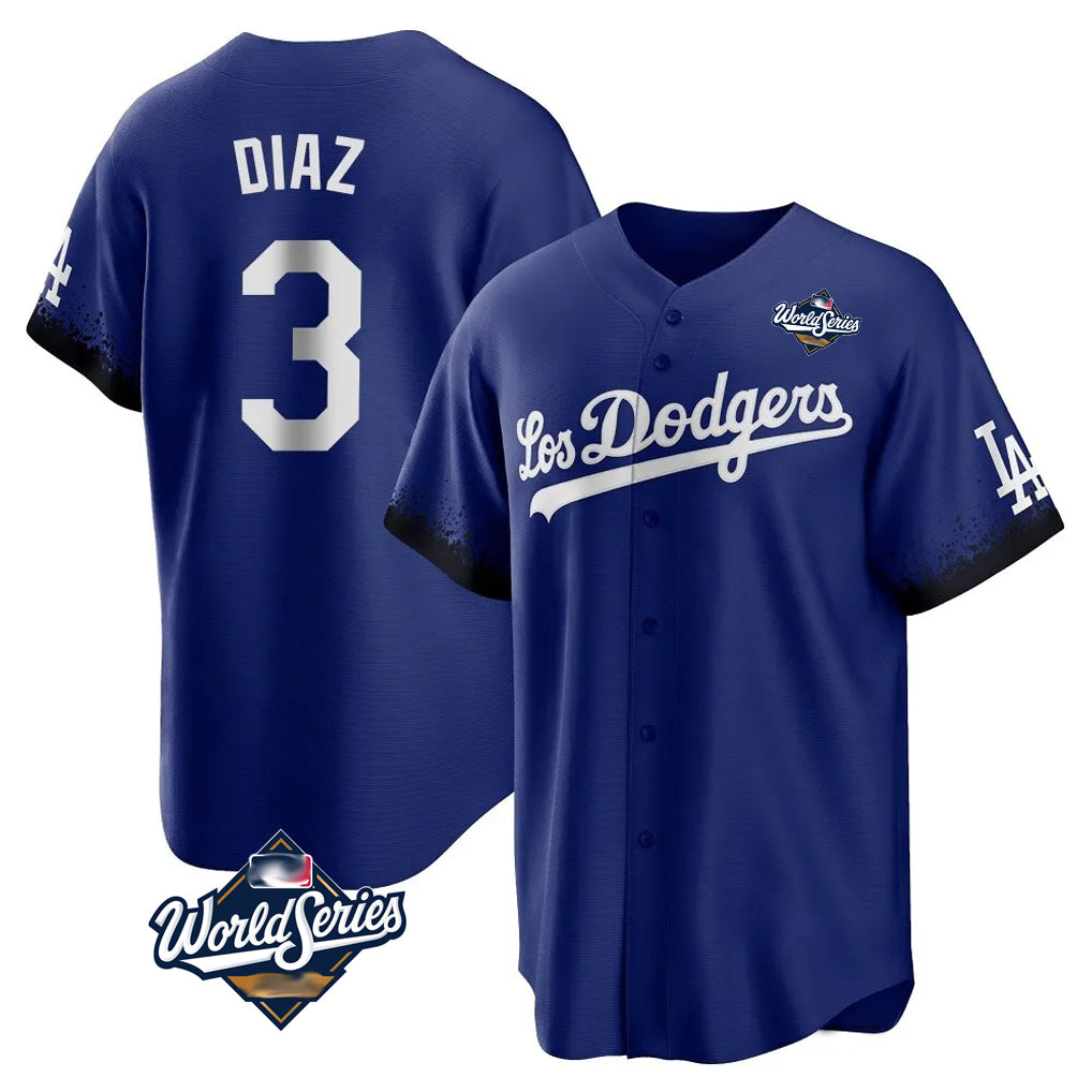 Ldoa LA.Dodgers #3 Edwin D¡§aaz Player Royal World Series City Connect Home Game Stitched Jerseys