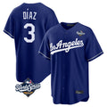 Ldoa LA.Dodgers #3 Edwin D¡§aaz Player Royal World Series Game Stitched Jerseys