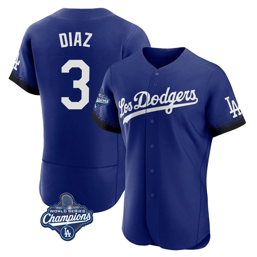 Ldoa LA.Dodgers #3 Edwin D¡§aaz Player Royal World Series Meet City Connect Elite Home Stitched Jerseys
