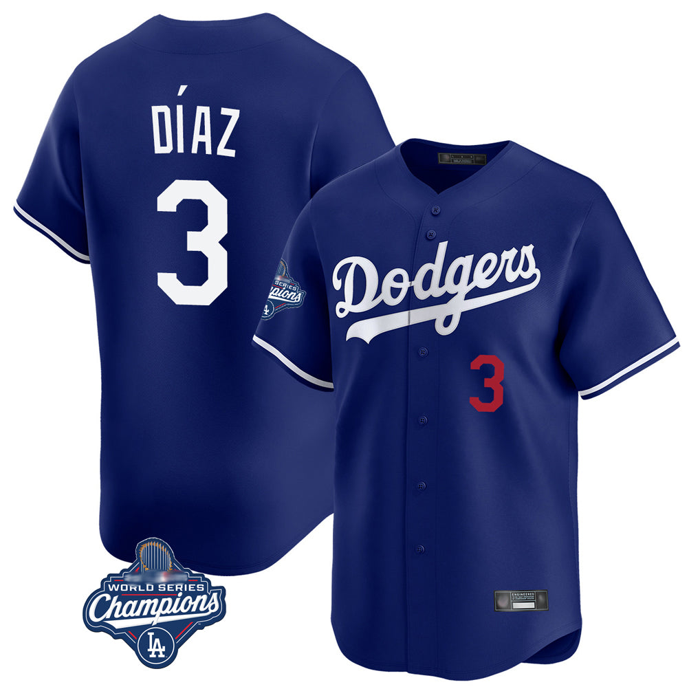 Ldoa LA.Dodgers #3 Edwin D¡§aaz Player Royal World Series Meet Limited Home Stitched Jerseys