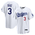 Ldoa LA.Dodgers #3 Edwin D¡§aaz Player White Home Game Stitched Jerseys