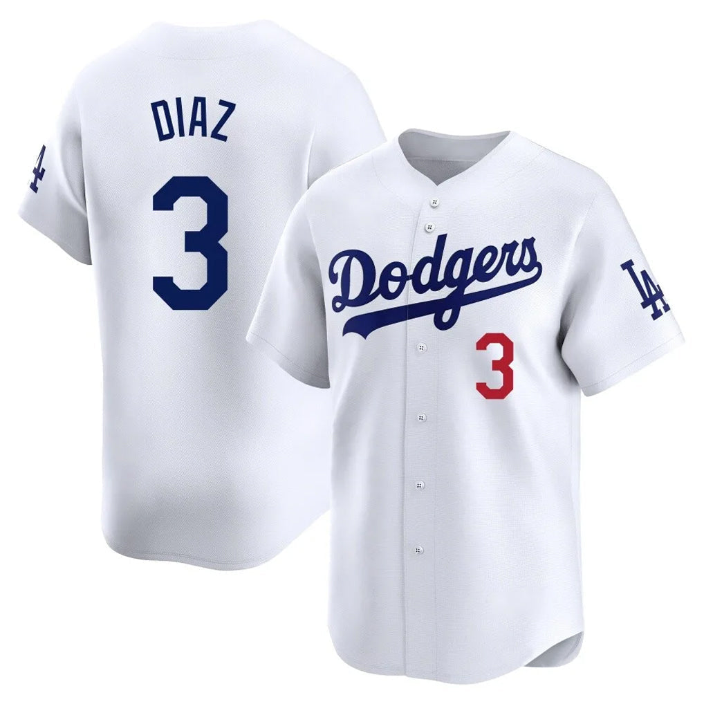 Ldoa LA.Dodgers #3 Edwin D¡§aaz Player White Limited Home Stitched Jerseys