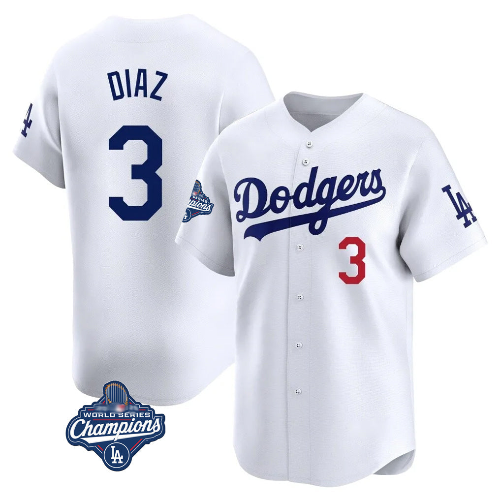 Ldoa LA.Dodgers #3 Edwin D¡§aaz Player White World Series Meet Limited Home Stitched Jerseys
