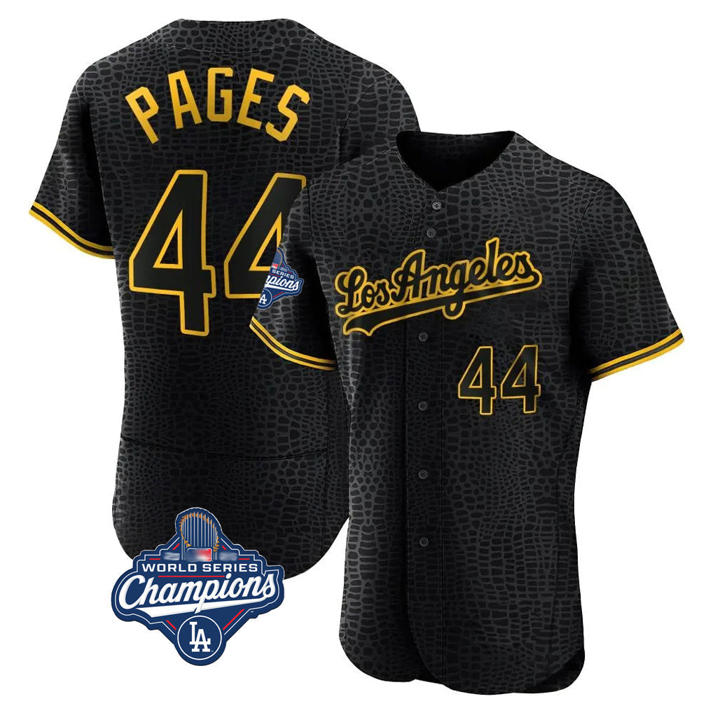 Ldoa LA.Dodgers #44 Andy Pages Player Black World Series Meet Snake Skin City Limited Elite Home Stitched Jerseys
