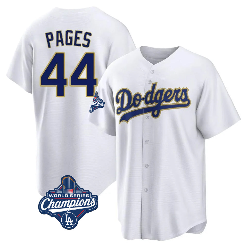Ldoa LA.Dodgers #44 Andy Pages Player Gold White World Series Meet 2026 Collection Stadium Game Stitched Jerseys
