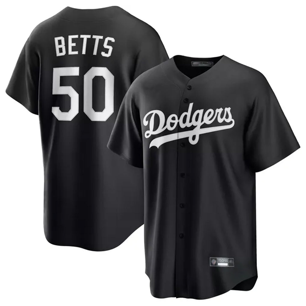 Ldoa LA.Dodgers #50 Mookie Betts Player Black Carbon Limited Game Stitched Jerseys