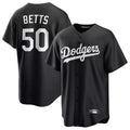 Ldoa LA.Dodgers #50 Mookie Betts Player Black Carbon Limited Game Stitched Jerseys