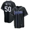 Ldoa LA.Dodgers #50 Mookie Betts Player Black Carbon Limited Home Stitched Jerseys