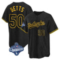 Ldoa LA.Dodgers #50 Mookie Betts Player Black Gold World Series Meet Limited Home Stitched Jerseys