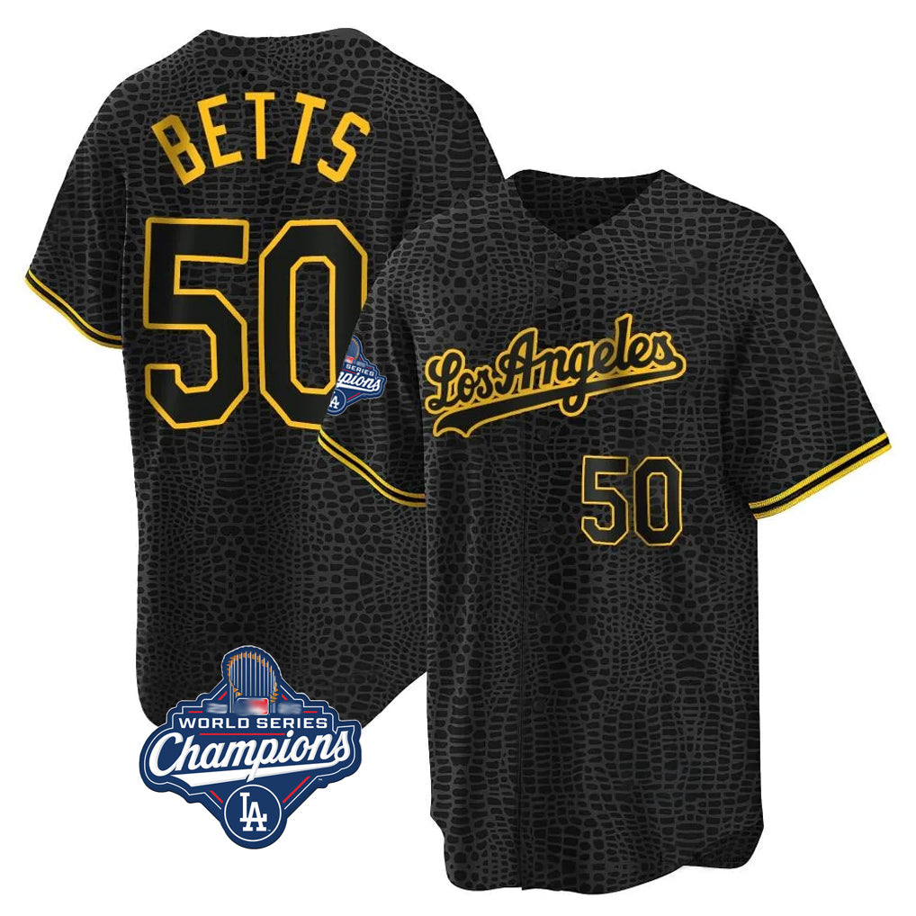 Ldoa LA.Dodgers #50 Mookie Betts Player Black Gold World Series Meet Limited Home Stitched Jerseys