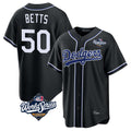 Ldoa LA.Dodgers #50 Mookie Betts Player Black World Series Carbon Limited Home Stitched Jerseys