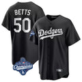 Ldoa LA.Dodgers #50 Mookie Betts Player Black World Series Meet Carbon Limited Game Stitched Jerseys
