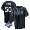 Ldoa LA.Dodgers #50 Mookie Betts Player Black World Series Meet Carbon Limited Home Stitched Jerseys