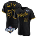 Ldoa LA.Dodgers #50 Mookie Betts Player Black World Series Snake Skin City Limited Elite Home Stitched Jerseys