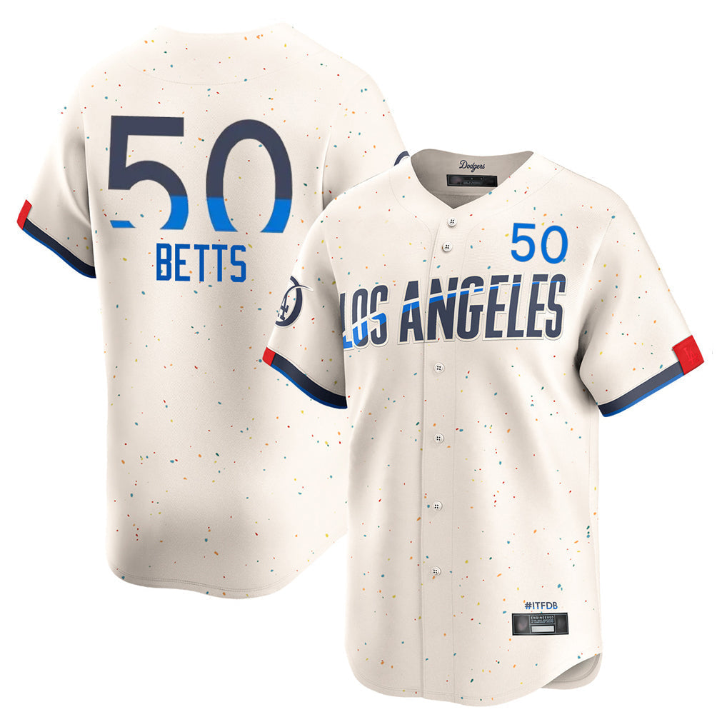 Ldoa LA.Dodgers #50 Mookie Betts Player Cream City Connect Limited Home Stitched Jerseys