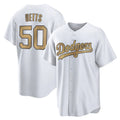 Ldoa LA.Dodgers #50 Mookie Betts Player Gold Collection Limited Home Stitched Jerseys